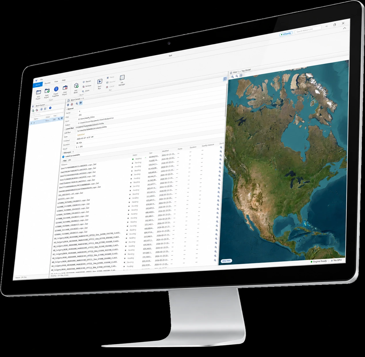 Vecten Desktop running local LiDAR processing on a workstation.