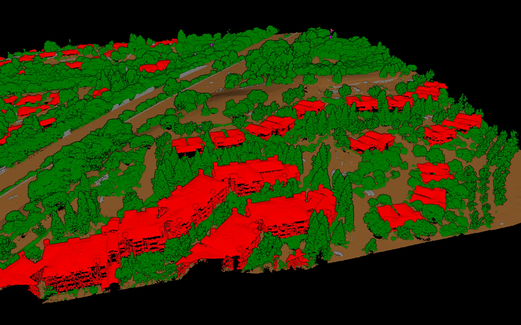 Sortie de nuage de points classifiée pour production d'arpentage et cartographie.